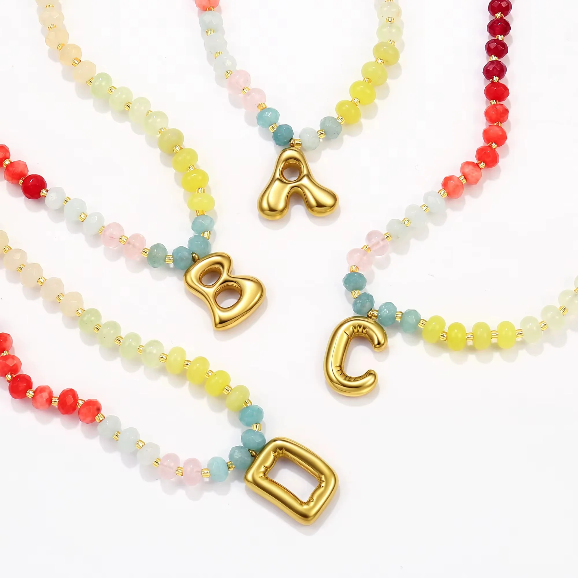 A-Z Bubble Initial Rainbow Necklace - Image 3