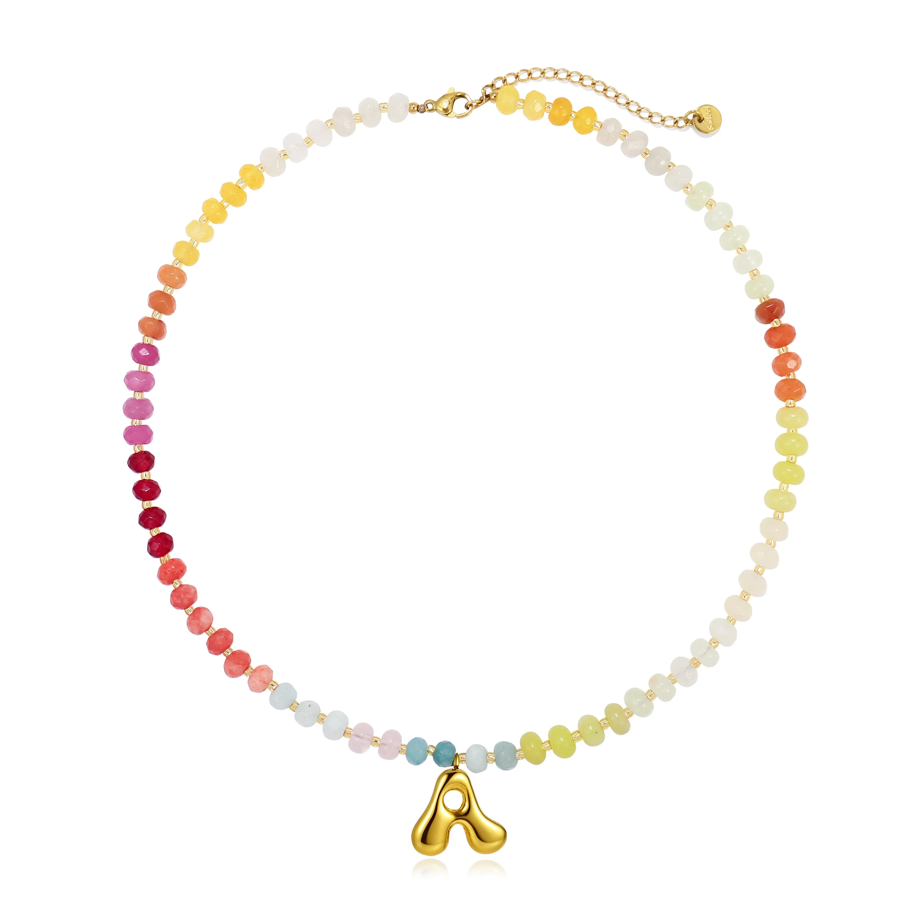 A-Z Bubble Initial Rainbow Necklace - Image 4