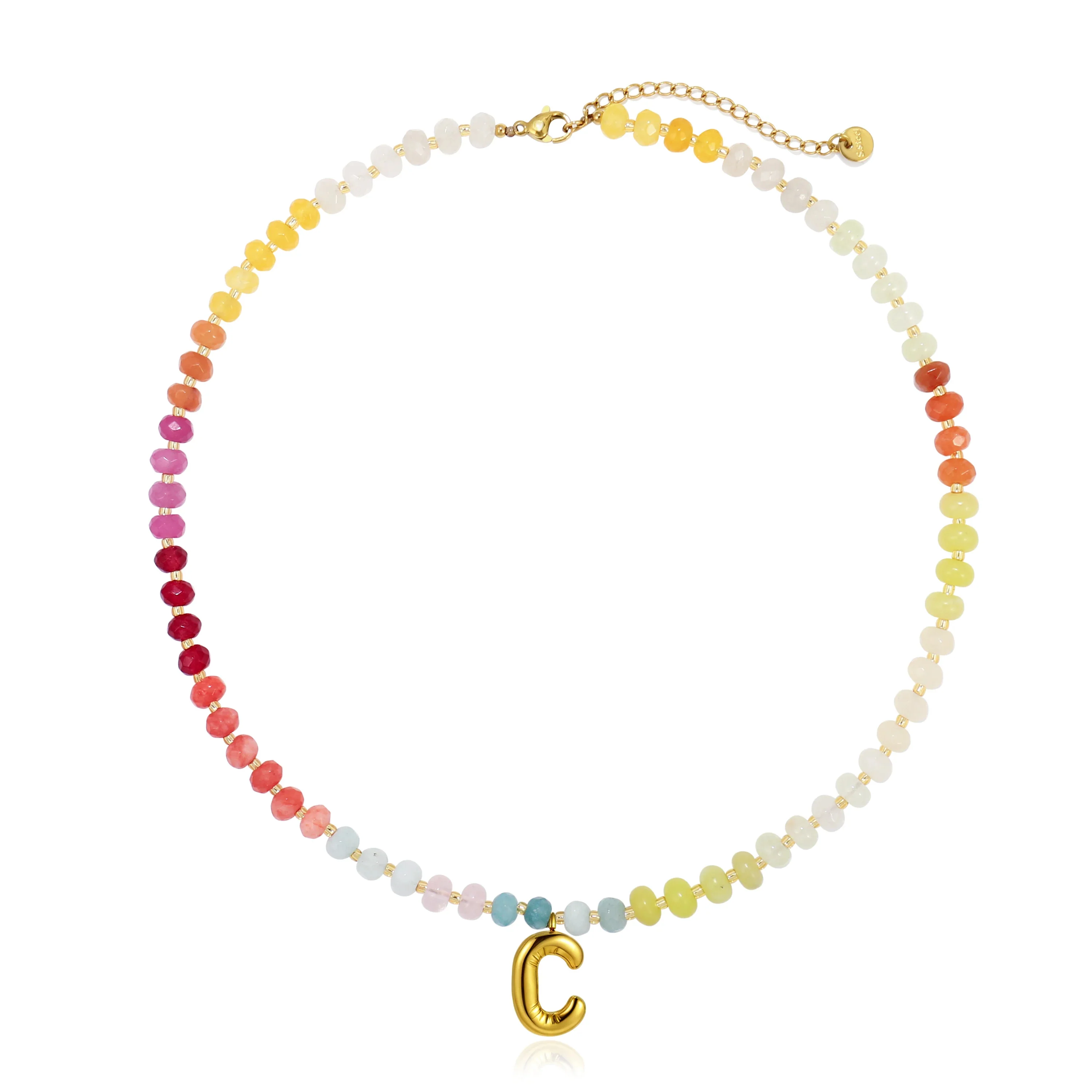 A-Z Bubble Initial Rainbow Necklace - Image 6
