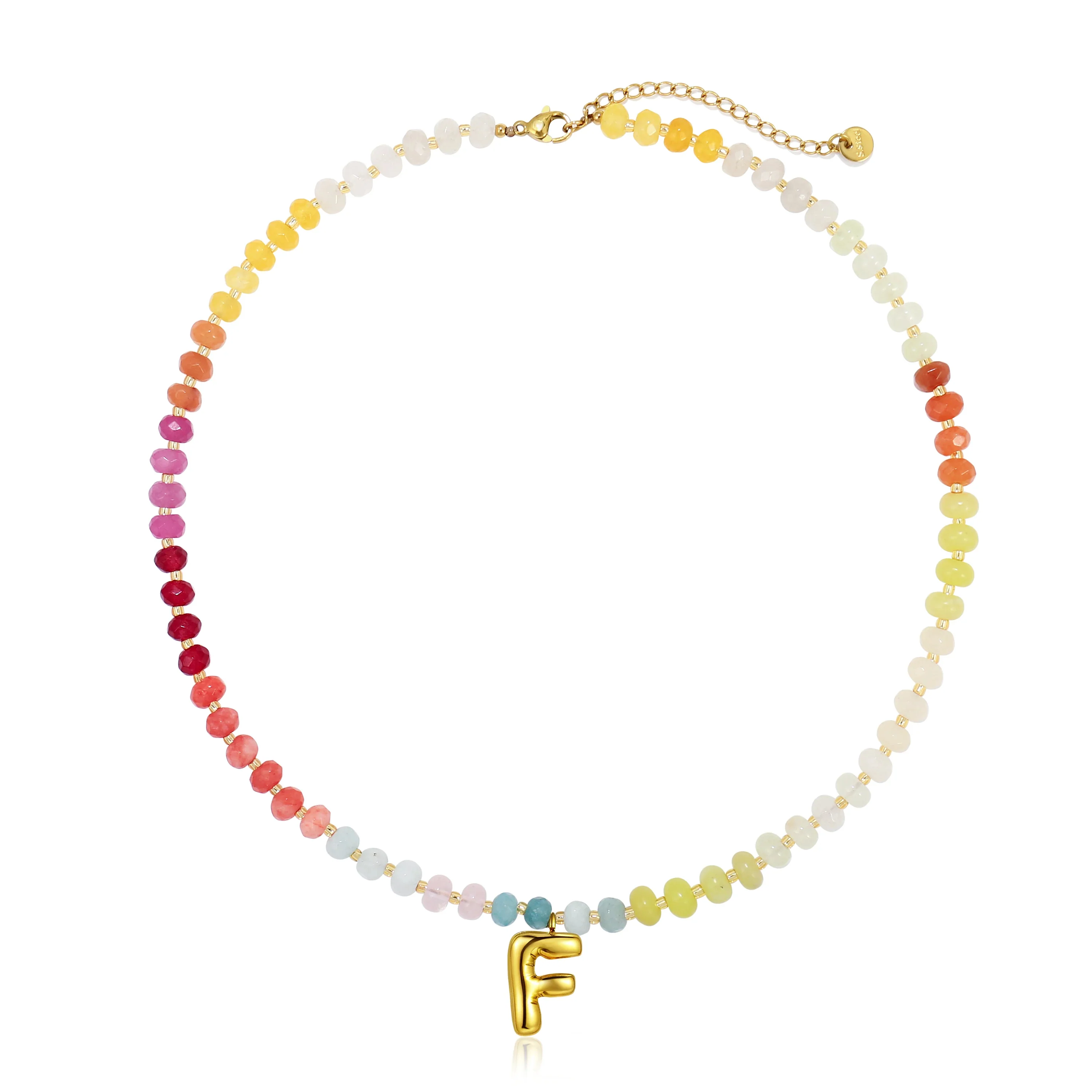 A-Z Bubble Initial Rainbow Necklace - Image 9