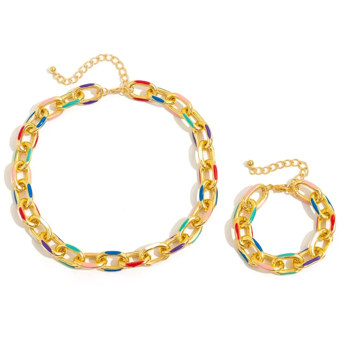 Paperclip Rainbow Chain Jewelry Set - Image 4