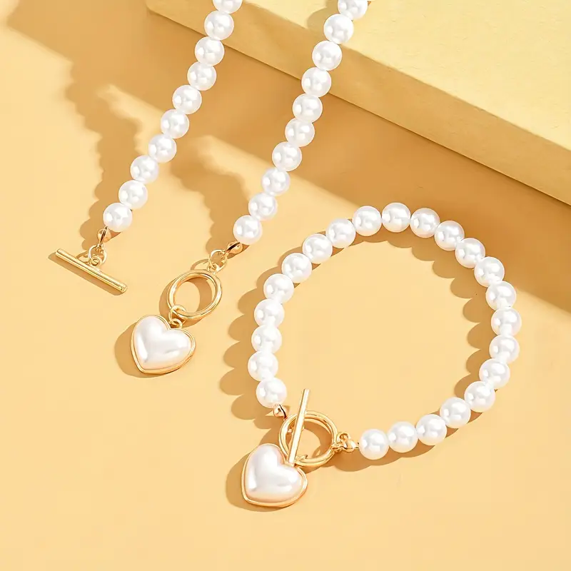 Heart Toggle Pearl Jewelry Set - Image 3