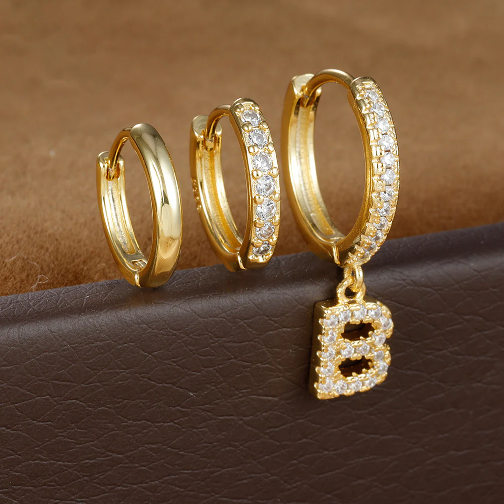 Dazzling Initial Diamond Earrings - Image 3