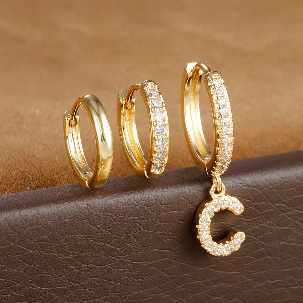 Dazzling Initial Diamond Earrings - Image 4