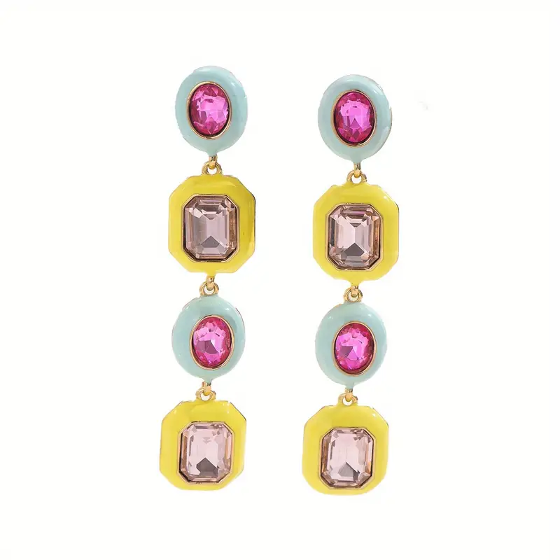 Modern Colorblock Rainbow Earrings - Image 4