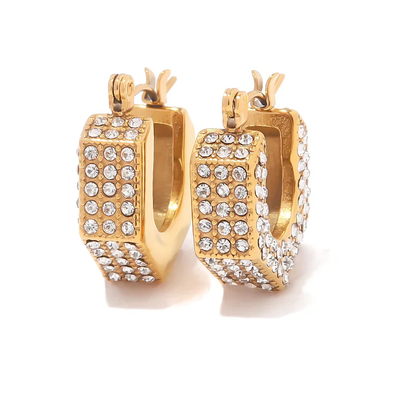 Pentagon Diamond Accented Earrings - Image 4