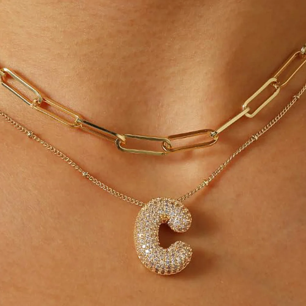 A-Z Sparkly Letter Necklace - Image 3