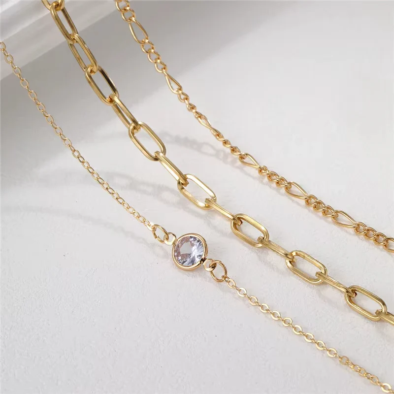 Triple Layer Crystal Charm Necklace - Image 4